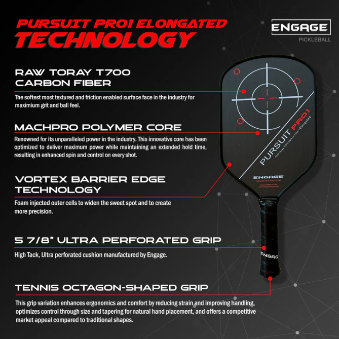 Engage Pursuit Pro1 6.0 Elongated Power Series  - Raw T700 Carbon Fiber