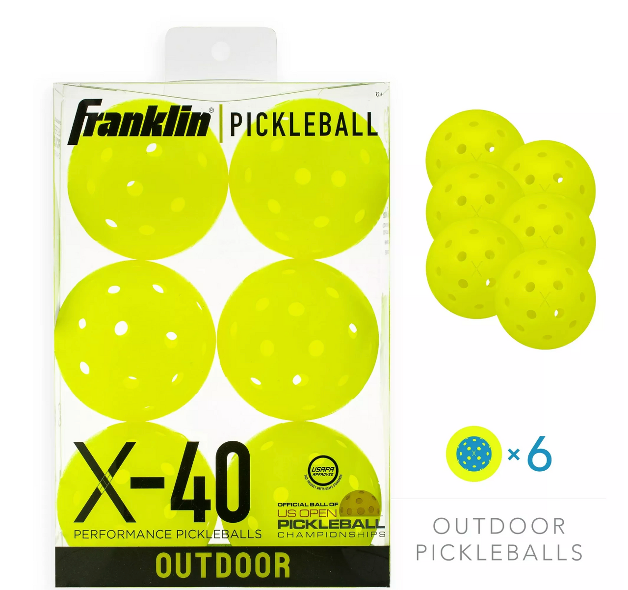 X-40 Outdoor Pickleballs 6 Pack