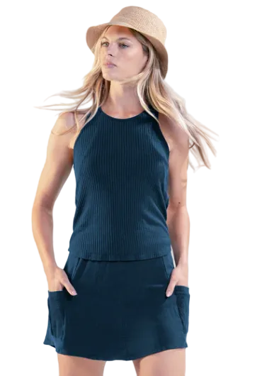 Lucky In Love Rib Breezy Tank - Midnight